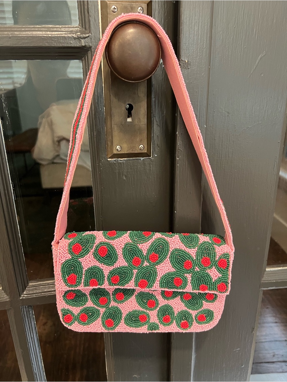 Anthropologie Olive Beaded Bag